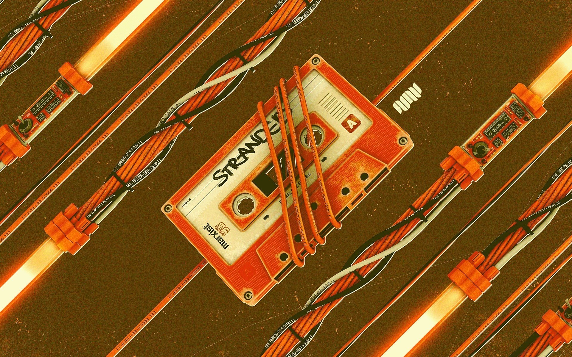 audio cassette orange wire music