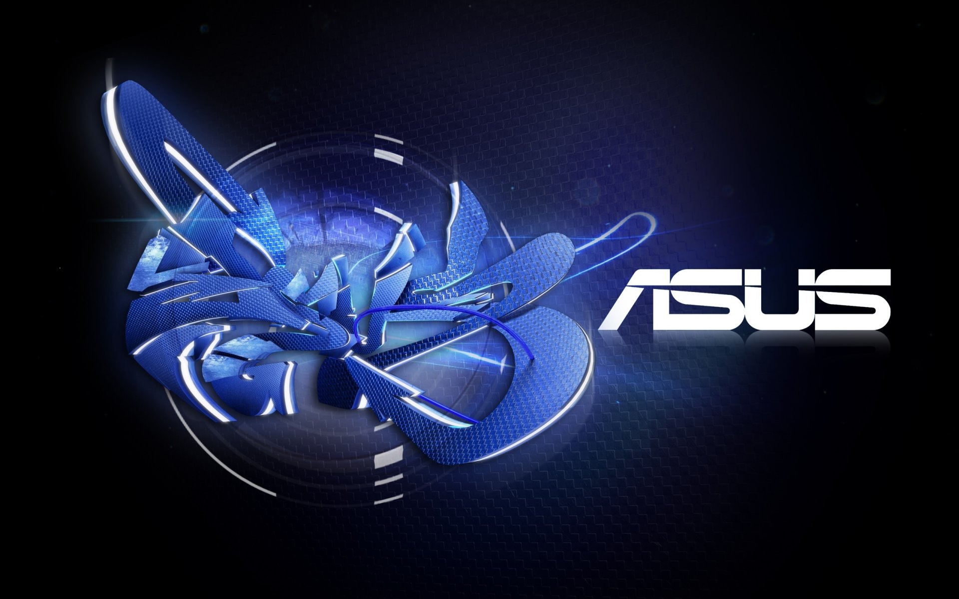 asus graffiti three-dimensional letters blue emblems logo