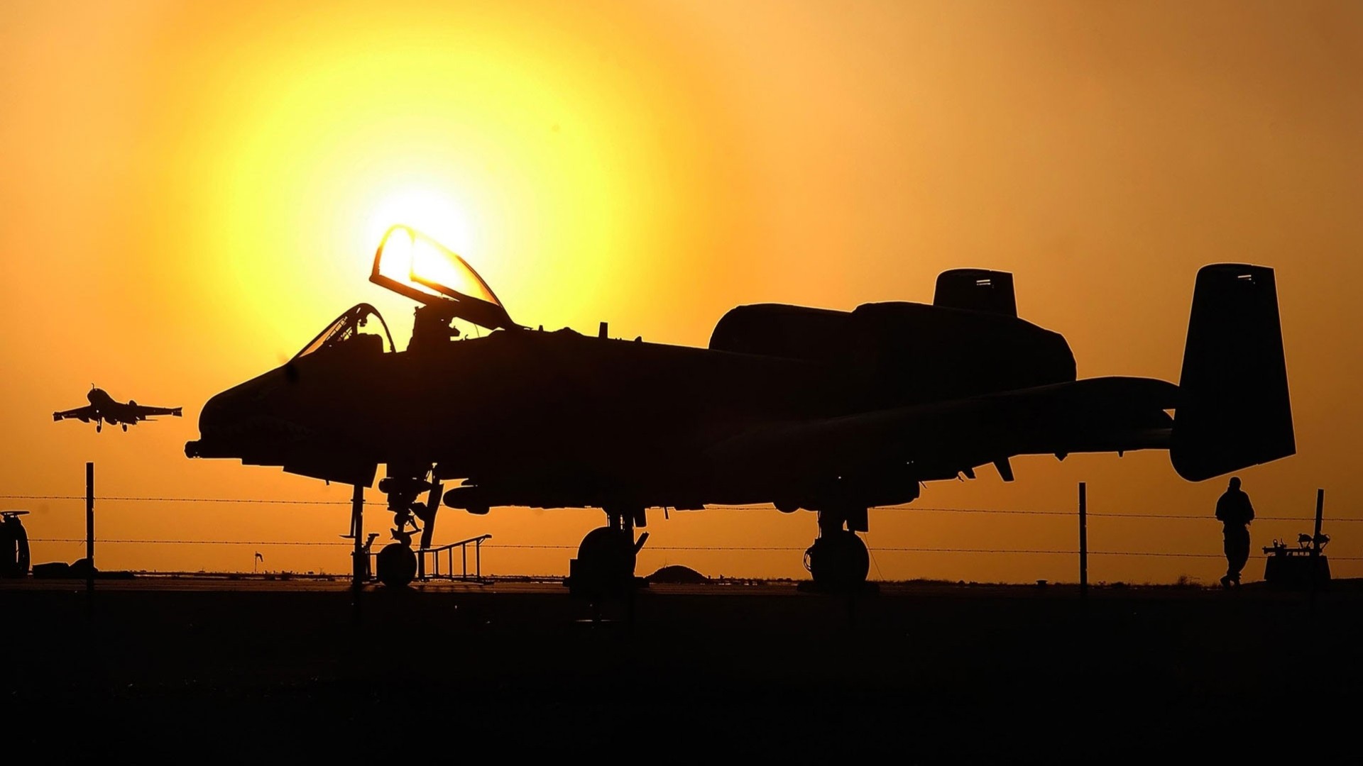 plane aviation sunset military