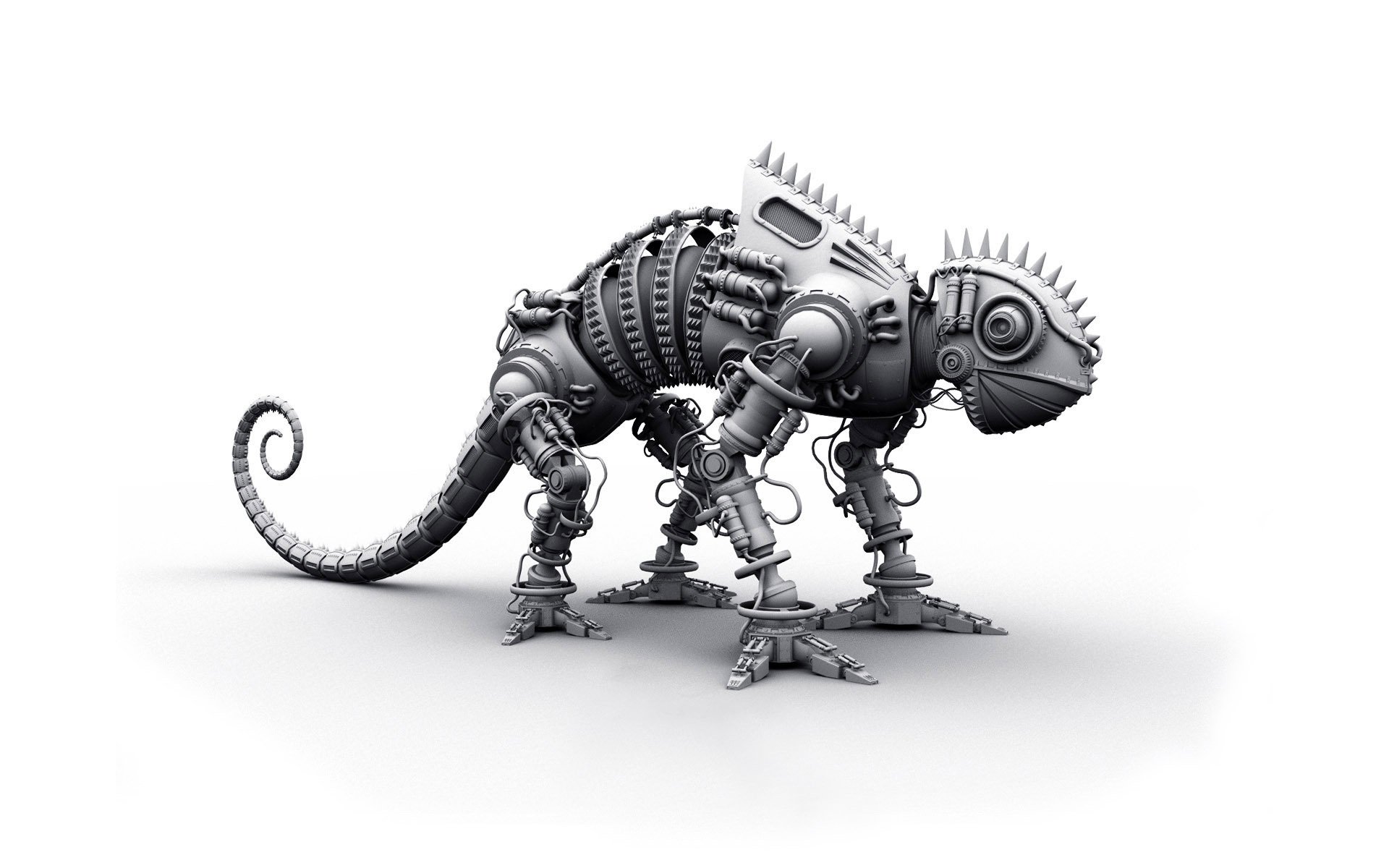 chameleon metal robot cyborgs androids black and white