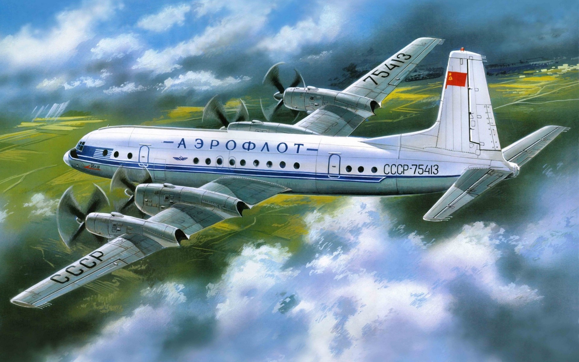 ilyushin avión arte aeroflot pasajeros moderno