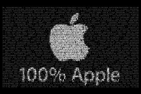 Czarno-biały emblemat 100% Apple Bullseye