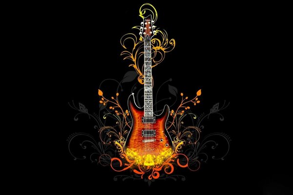 Creative guitar image on a black background