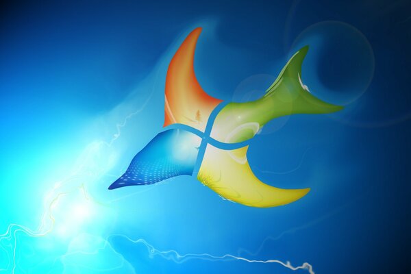 Microsoft in the style of a floating dolphin