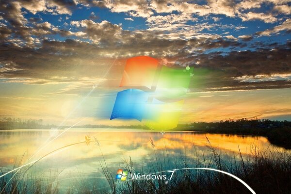 Screensaver di Windows 7 sullo sfondo del Lago