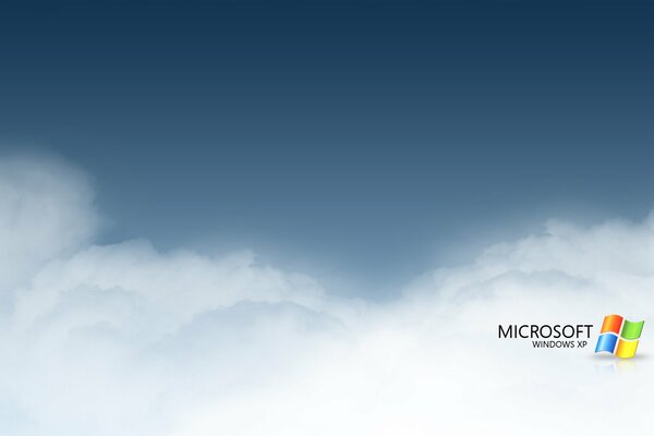 Microsoft logo in fluffy clouds