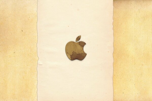 Logo apple su sfondo color sabbia