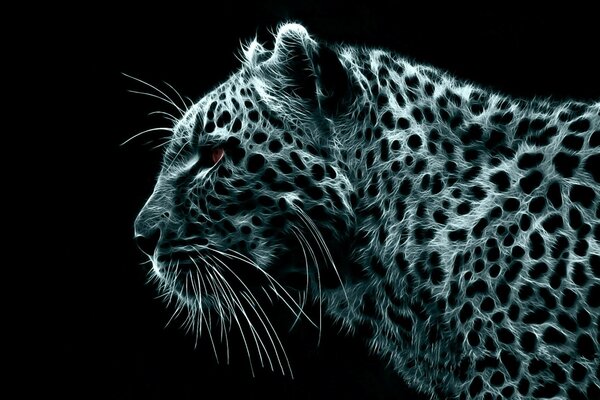 Beautiful silver leopard head