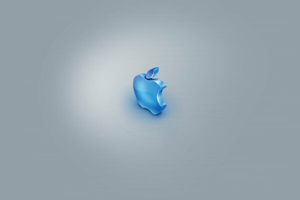 Three-dimensional Apple logo in blue