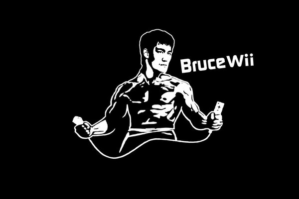 El luchador Bruce Lee en un fondo negro