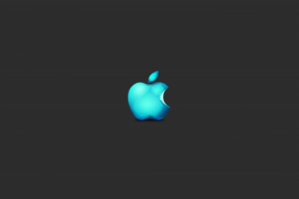 A blue bitten apple on a dark background