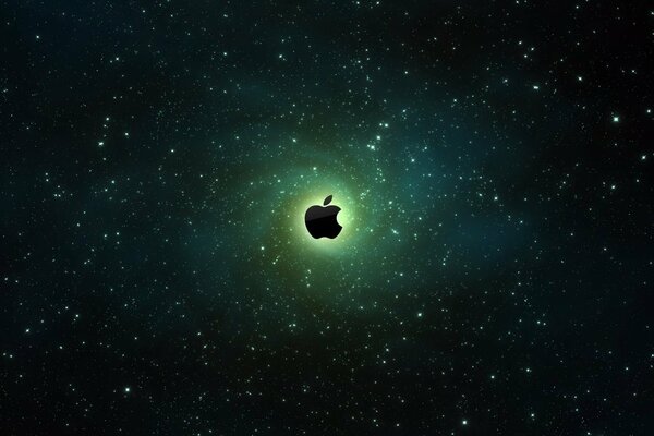 Logo Apple z zielonym blaskiem