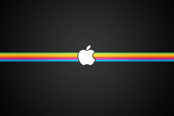 Apple logo on black background with rainbow