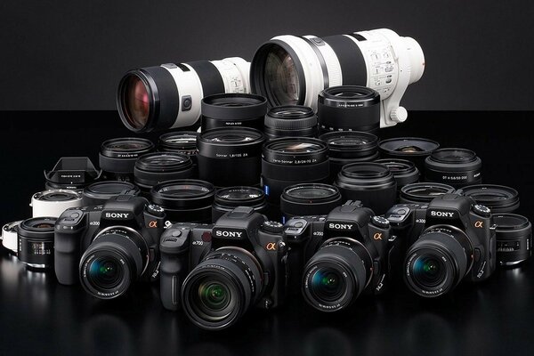 Cameras, cameras, lenses are black and beautiful