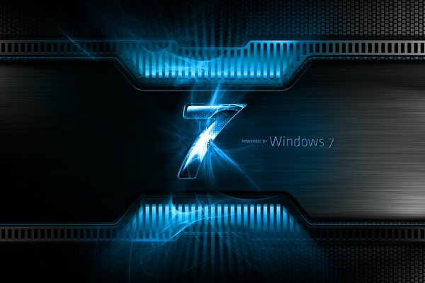 Blue Windows 7 on a grid background