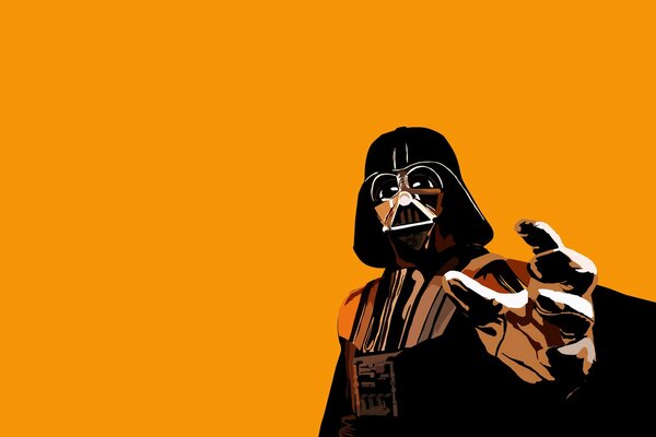 Darth Vader auf orangefarbenem Hintergrund