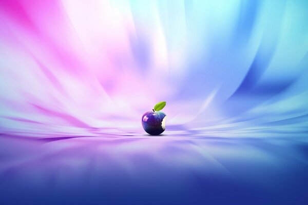 Purple apple apple on pink-blue background