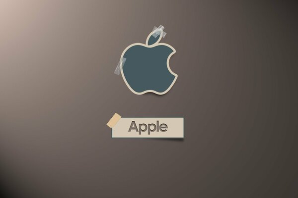 Голотип apple на коричневом фоне приклеенный скотчем