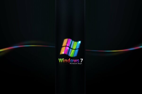 Rainbow Windows seven on a black background