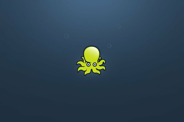 Creative yellow octopus in the deep ocean