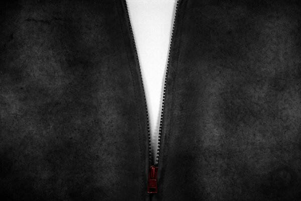 Jacket and unzipped zipper on a white background