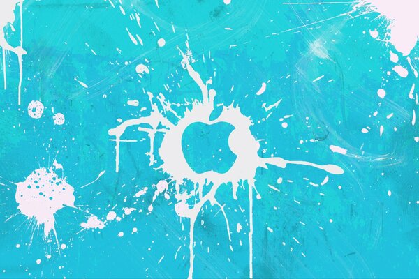 Logo Apple en forme de tache blanche sur fond bleu