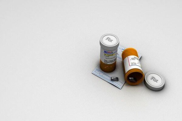 Medical pills on a gray monochrome background