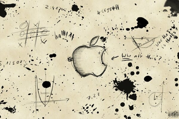 Logo disegnato penna nera di apple