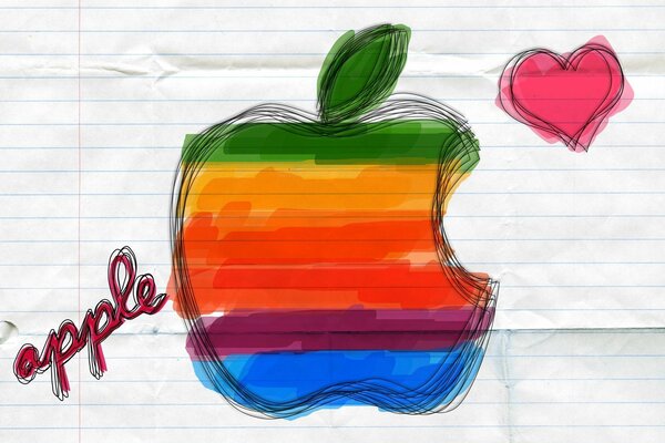 Logo Apple peint en couleurs arc-en-ciel