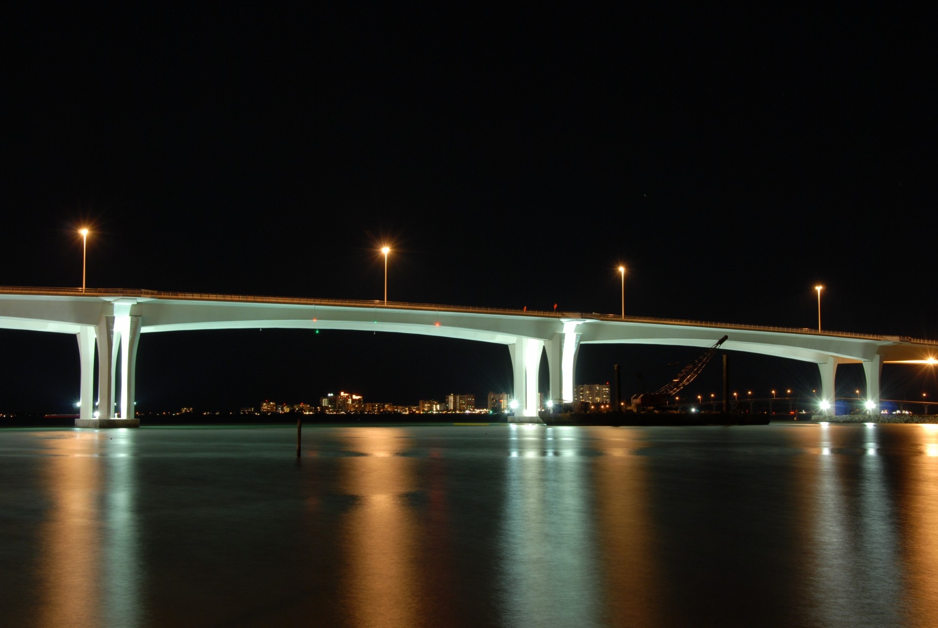 brücke licht stadt schwarz nacht