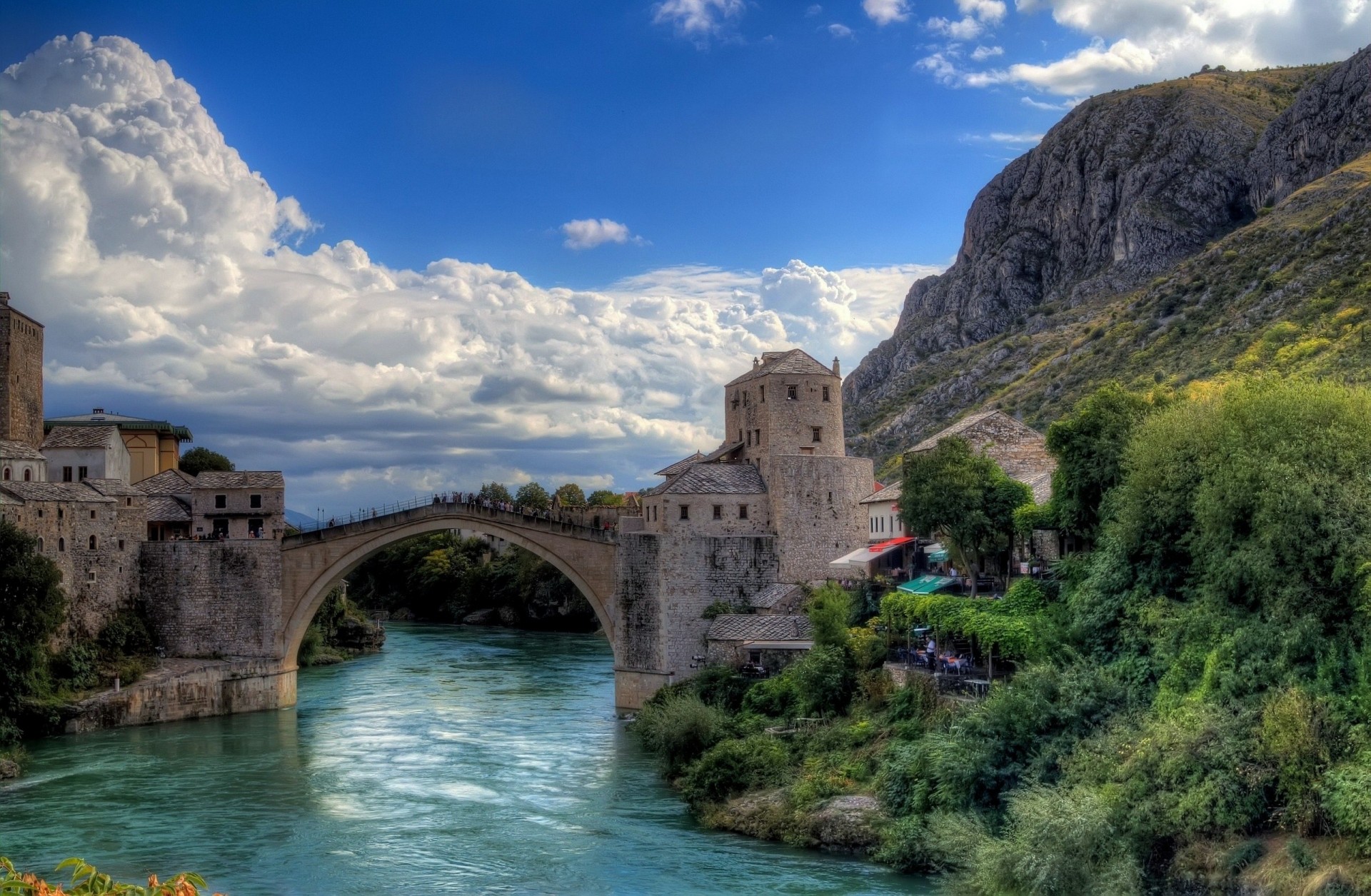 bosnia and herzegovina old bridge river bridge rock mostar