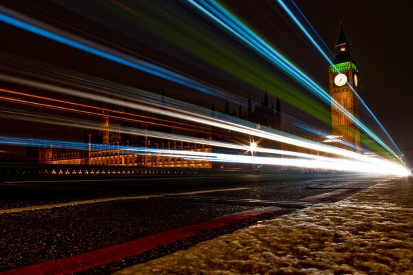 Big Ben ist in London. die Nacht. scheinwerfer-Licht