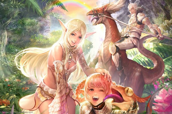 Lineage 2 smiling elves in a prosperous world