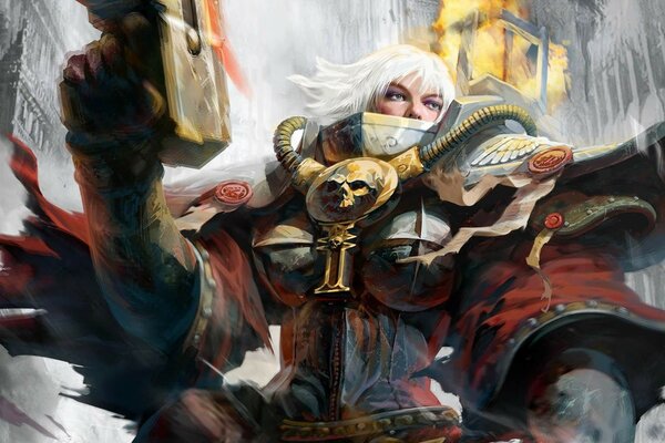 Warhammer fondo de pantalla mujer con el pelo blanco