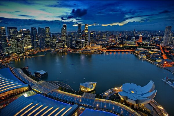 Noche De Singapur. vista superior