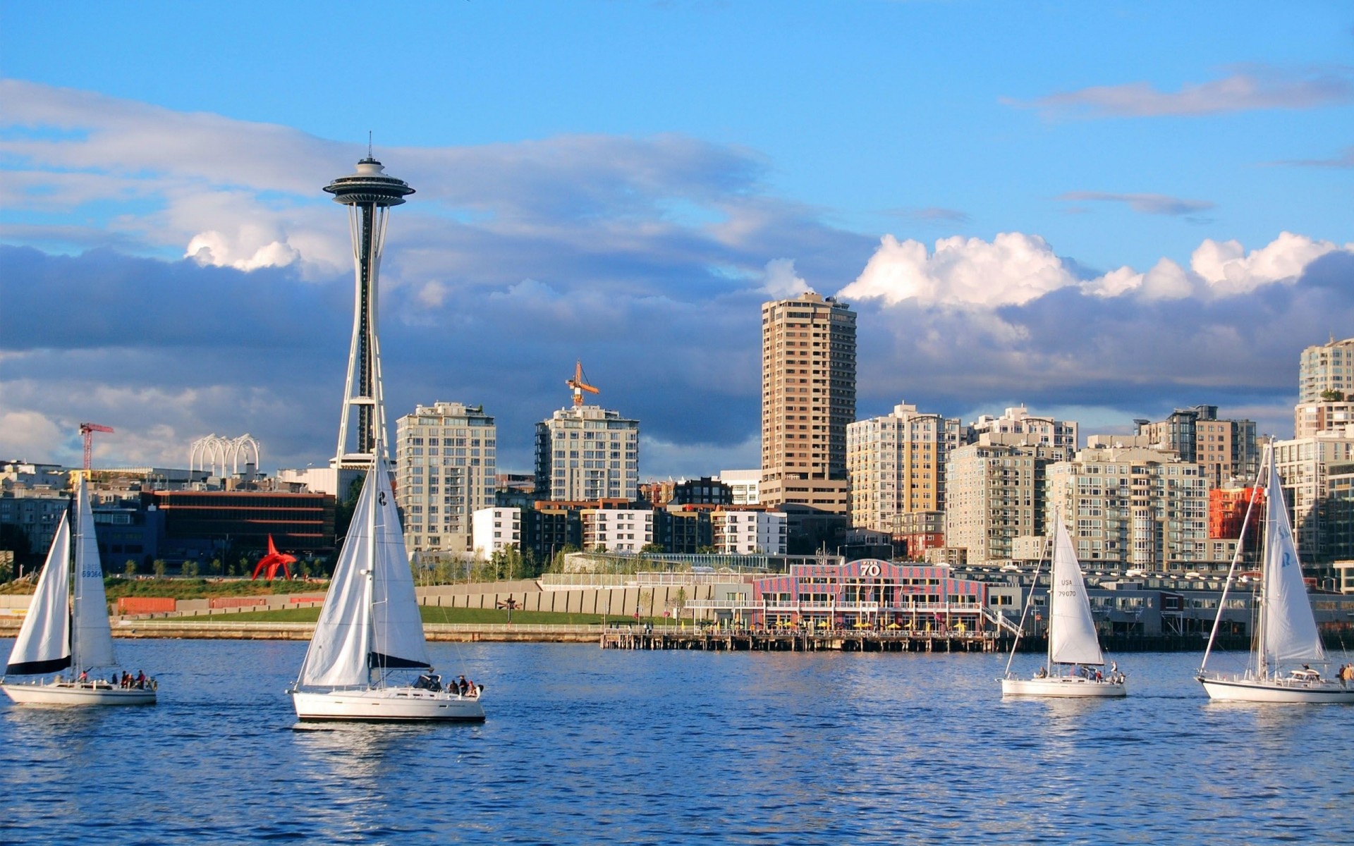 etats-unis gratte-ciel seattle ville mer yacht