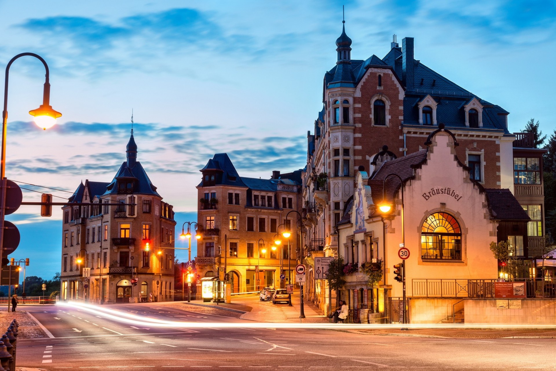 wachwitz luz mañana ciudad luces carretera alemania dresde hogar