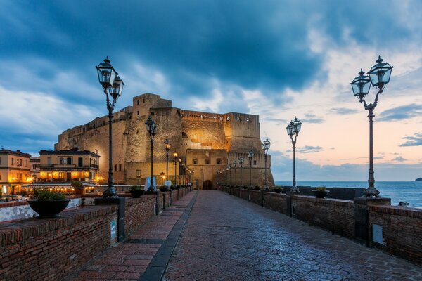 Italian castle, long bridge