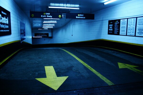 Underground passage. Follow the arrow