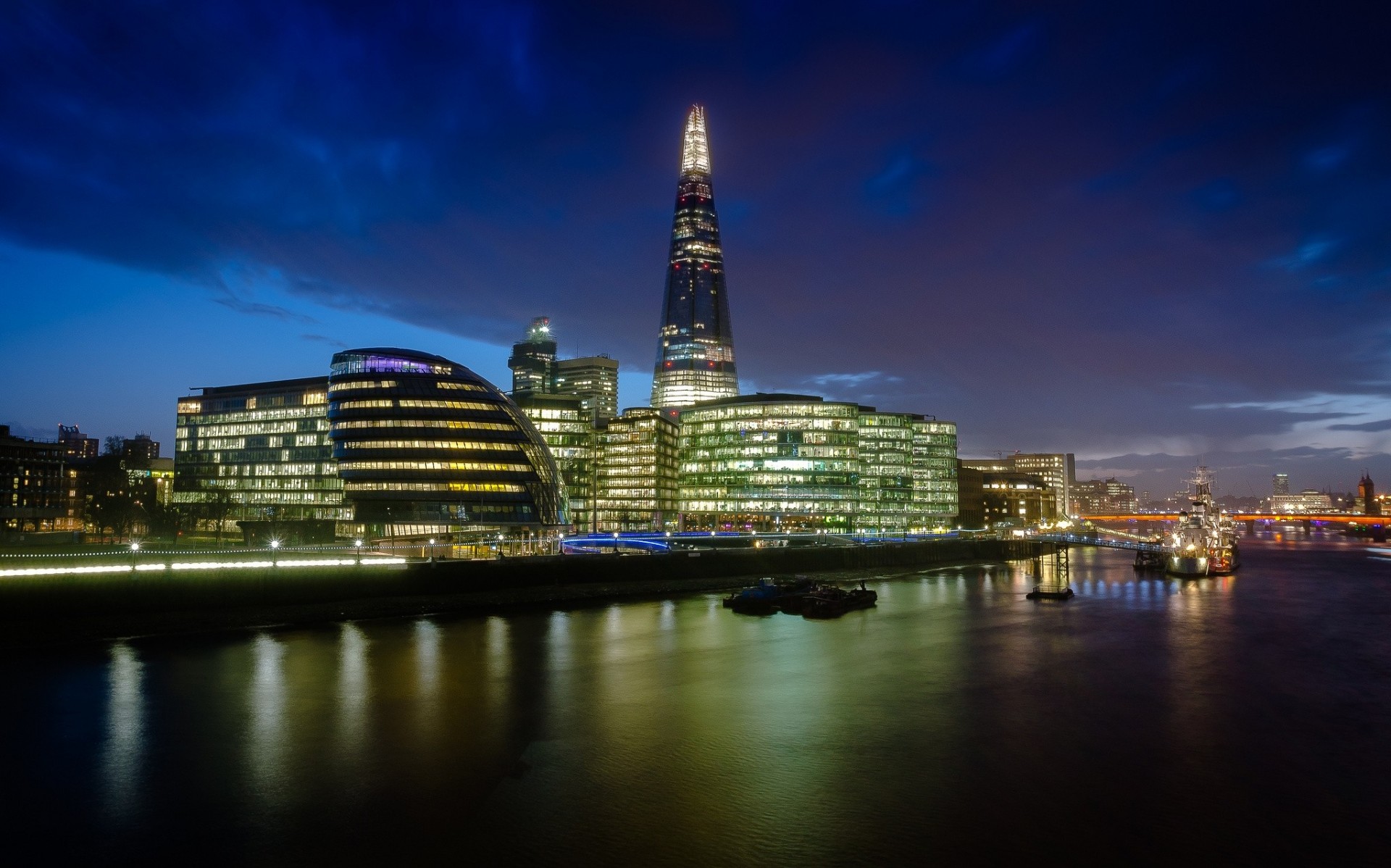 lumières londres nuit rivière ville