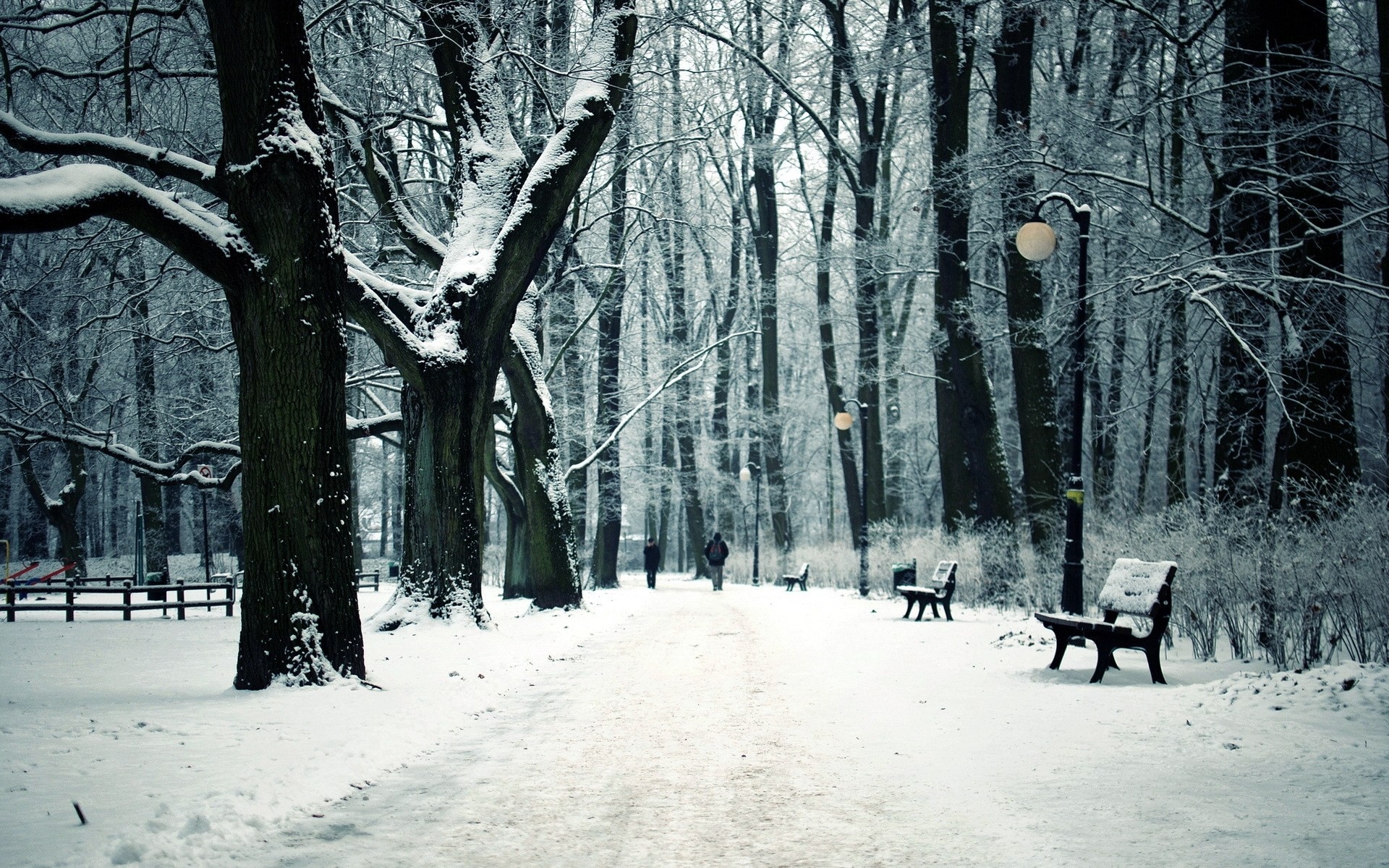 park winter stadt bänke