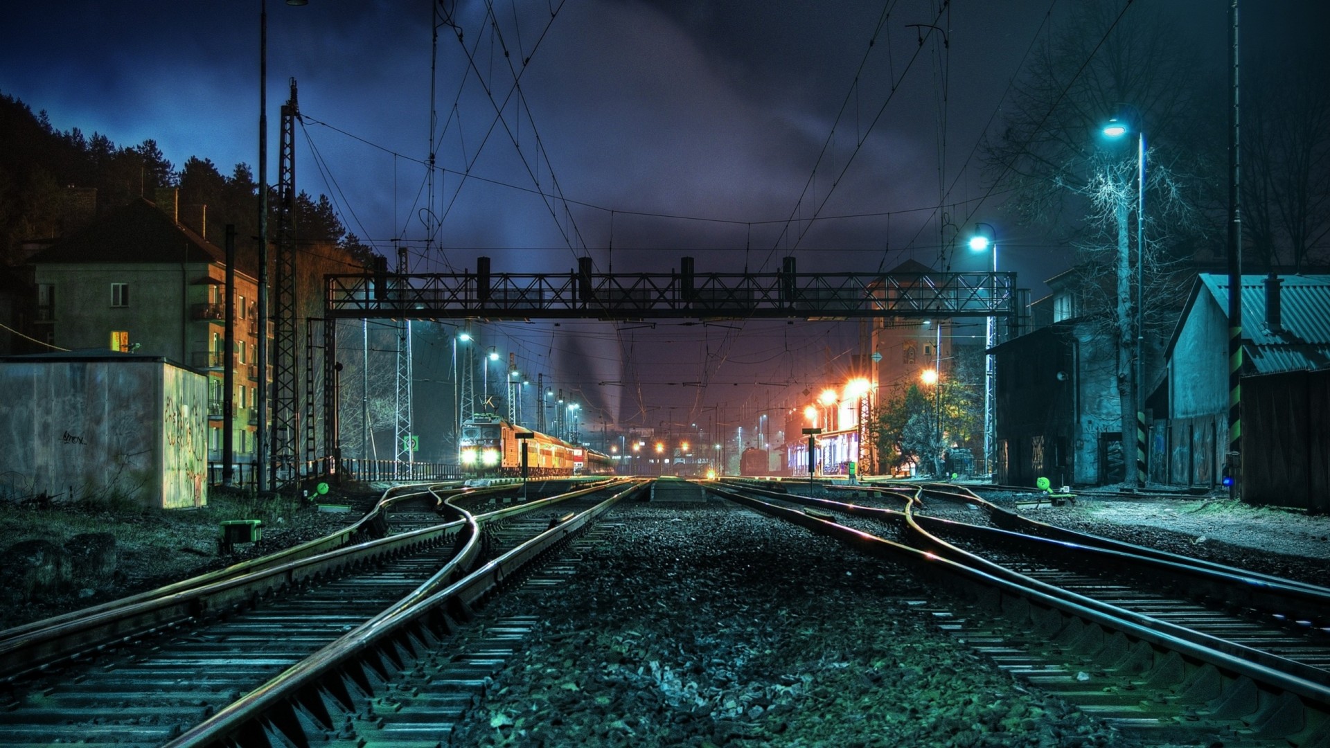 luz azul noche ciudad estación