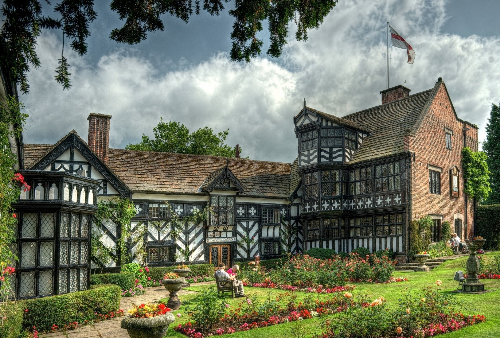 angleterre fleurs bâtiment parc jardin