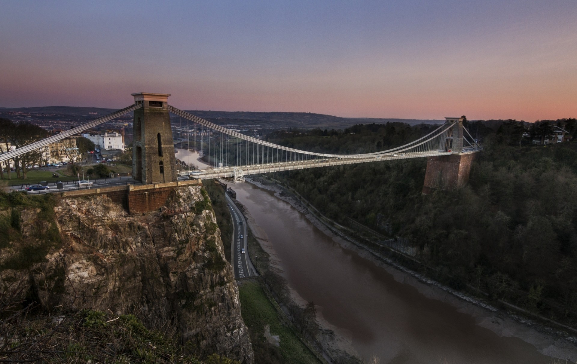 fiume inghilterra panorama fiume avon bristol clifton ponte sospeso rocce