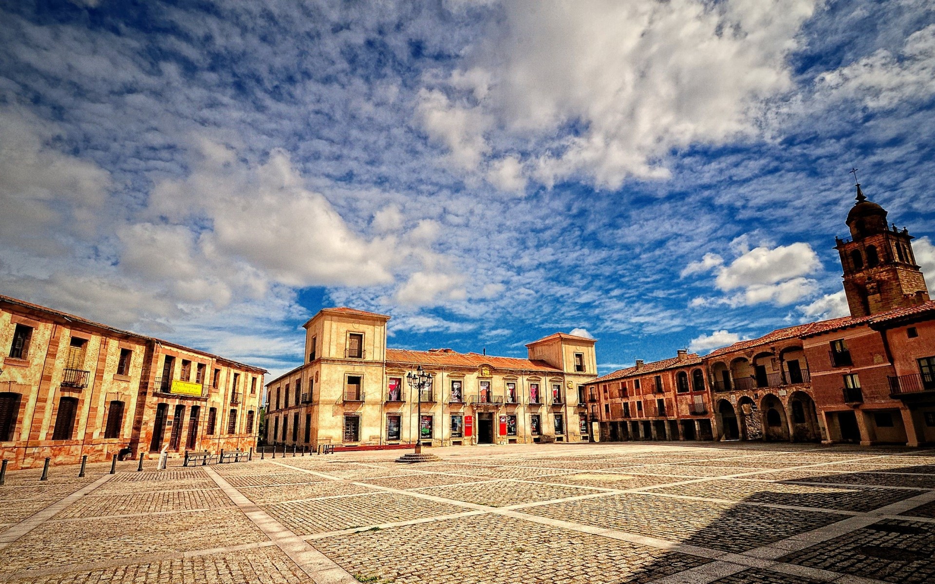 market building clouds architecture hdr town