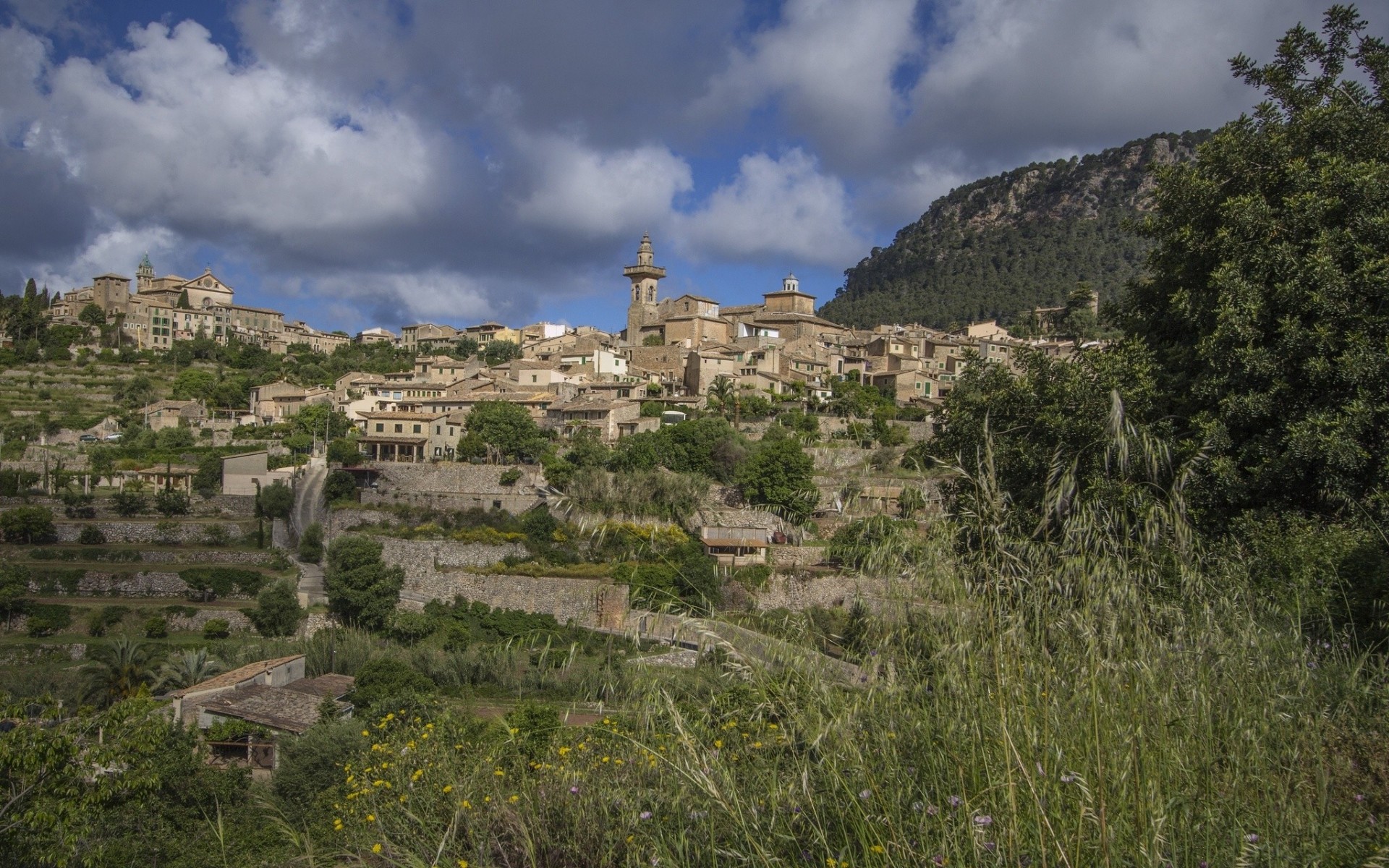 landscape majorca mallorca panorama building spain