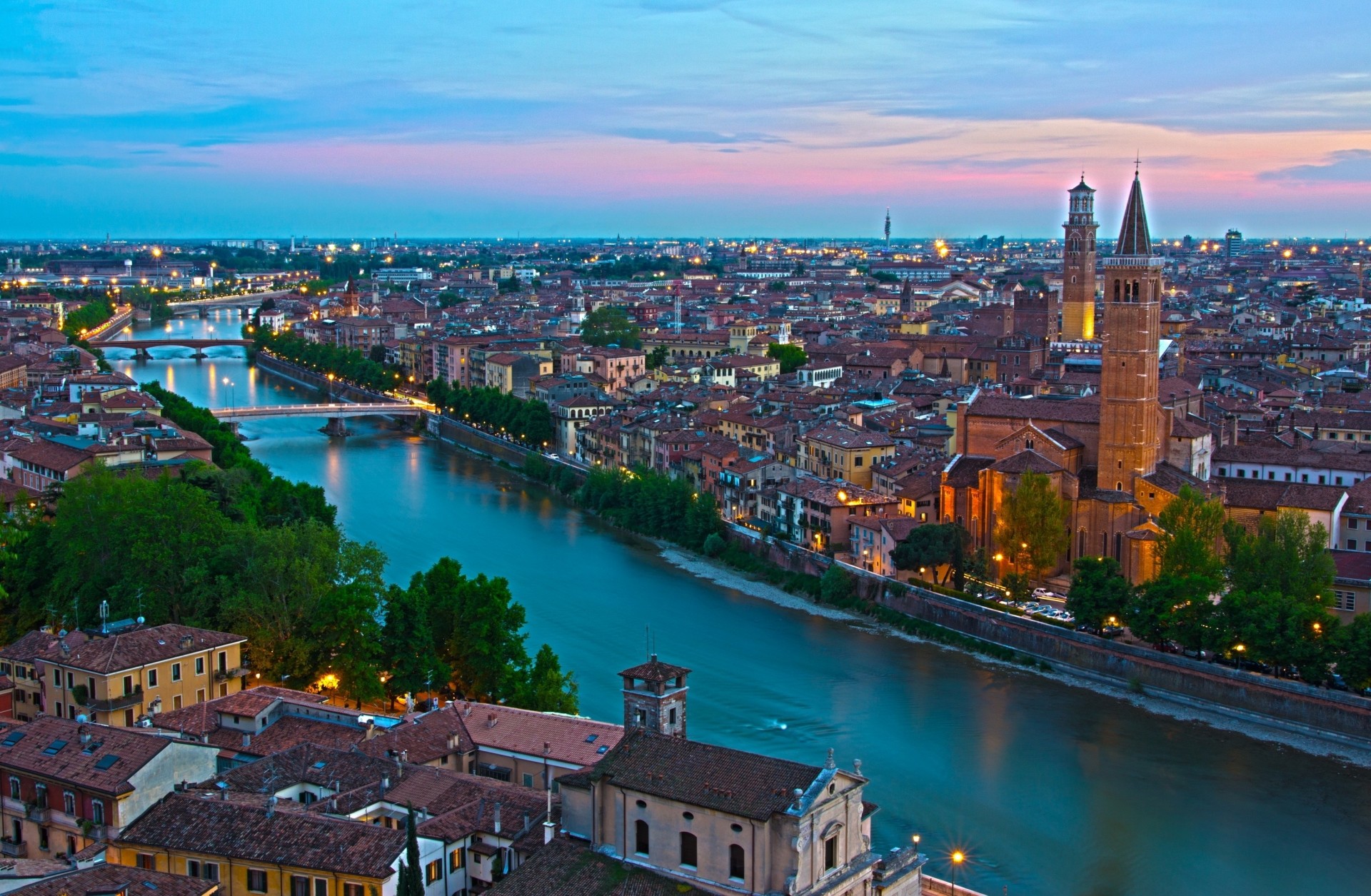 italy top verona water channel horizon