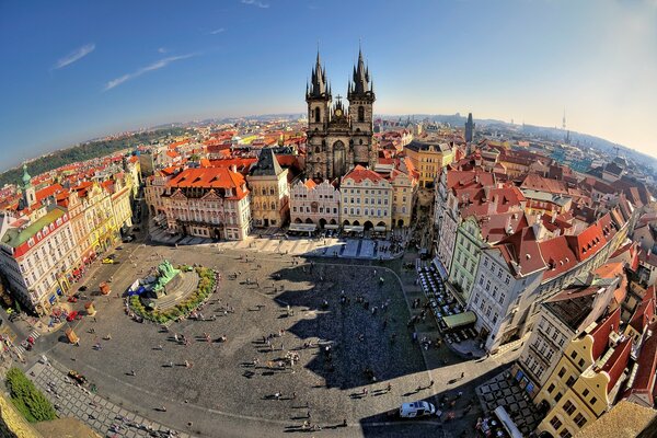 Beautiful Prague square in summer