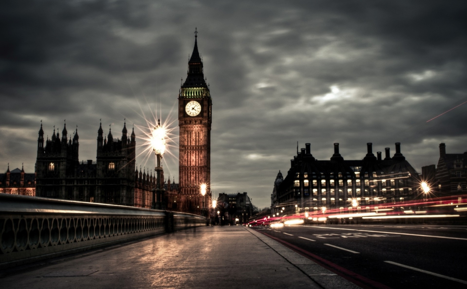 england big ben nacht großbritannien straße london westminster-palast bewölkt menschen