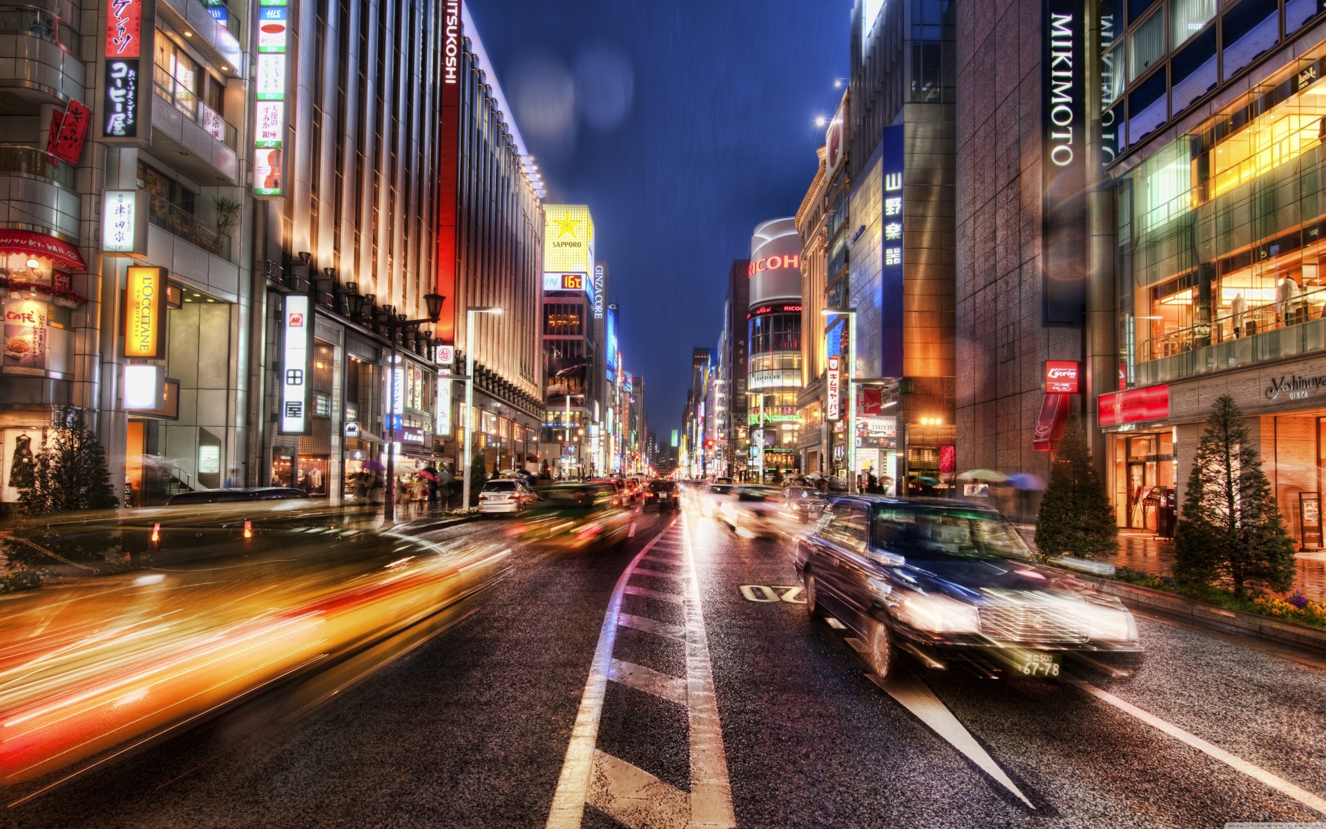 tokyo strada notte pioggia giappone città